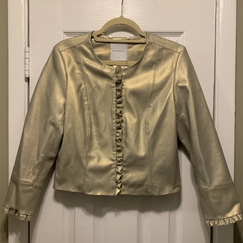 Rino and Pelle Women’s Faux Leather Metallic Gold Jacket Size 38